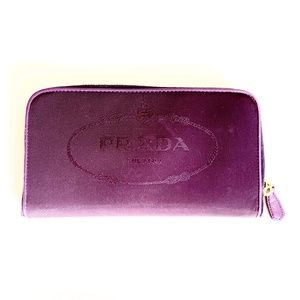 Vintage Prada Dark Purple Nylon and Leather Wallet